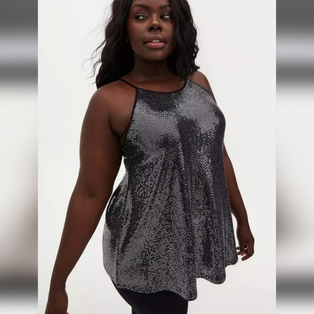 Torrid Sequin High Neck Tank, Plus Size 1